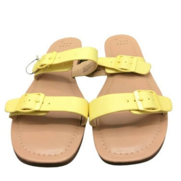A New Day Penny Two Band Buckle Sandals Yellow 7.5 - Picture 3 of 5